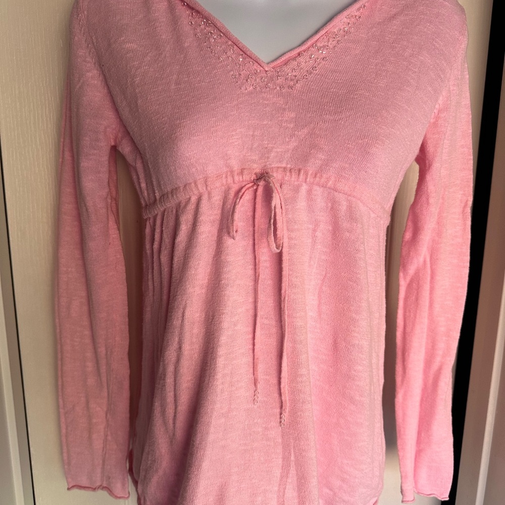 Y2K Pink baby doll sweater hoodie size women’s small/ kids 16